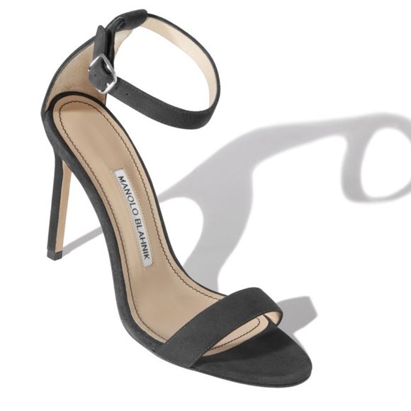 Manolo Blahnik Chaos Grey Suede Ankle Strap Sandal - Picture 6 of 6